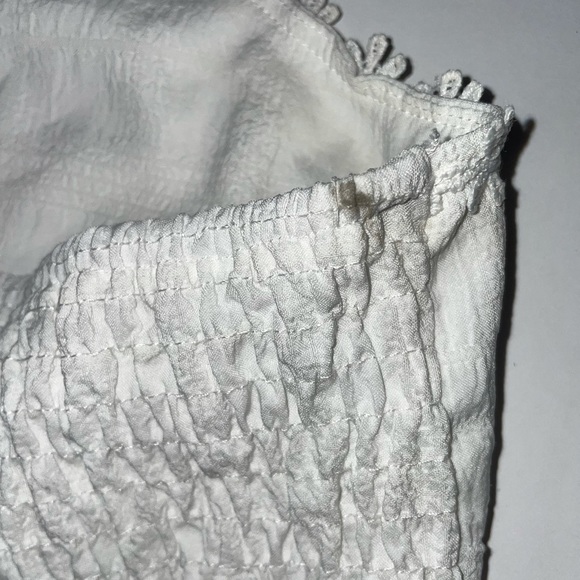 White Summer Cropped Tank Top with flowers and buttons - Picture 6 of 6